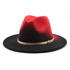 Chapeau Fedora Dégradé Unisexe Large Bord Feutre Laine Jazz Avec Ceinture Boucle Métallique Style Britannique
