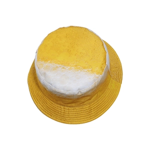 Cappello a secchiello con motivo birra sfumato giallo e bianco per festival estivi all'aperto