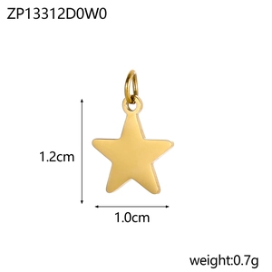 Detailed size specifications for gold star stainless steel necklace pendant charm