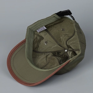 Casquette de baseball olive à séchage rapide avec bord marron et cordon de serrage réglable