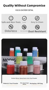 Various vibrant pearlescent pigments in screw-cap bottles for resin DIY and slime
