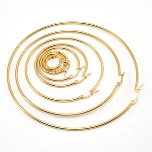 Créoles Minimalistes En Acier Inoxydable Plqué Or 18K Hypoallergénique Bijoux Circulaires Mode Pour Femmes Plusieurs Tailles