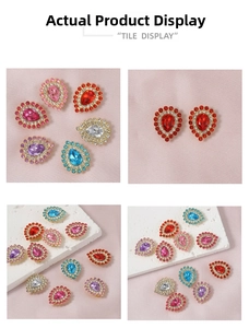 Detailed view of colorful drop-shaped glass rhinestones with claw setting for DIY accessories