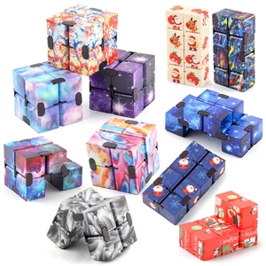Infinity Cube Fidget Toy Plastic Stress Relief Sensory Hand Game Starry Sky Marble Christmas Pattern Gift