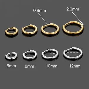 S925 Sterling Silver hoop earrings size chart with dimensions in gold and silver