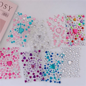 3D heart and round crystal gem stickers for DIY crafts and facial decoration