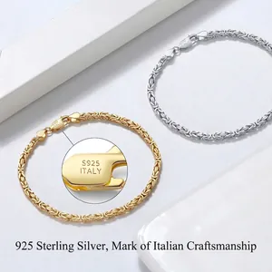 Italian craft S925 sterling silver dragon bone chain bracelets in gold and silver finish