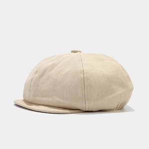 Newsboy Cap Cotton Twill Vintage Painter Hat Octagonal Solid Color For Women Retro Casual Stylish