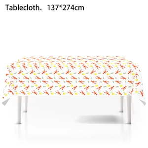 Waterproof summer crayfish and lemon pattern tablecloth measuring 137x274cm for BBQ parties