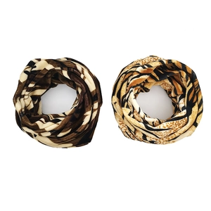 Zebra and leopard print fleece neck gaiters for outdoor windproof winter warmth