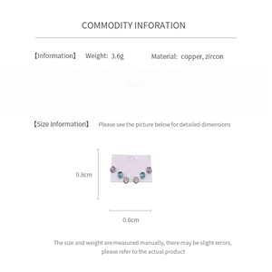 Detailed size and material chart for oval cubic zirconia stud earrings with dimensions