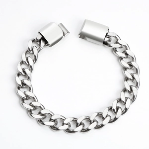 Men Cuban Link Chain Bracelet Stainless Steel Polished Hip Hop Jewelry For Women Punk Heavy Duty Magnetic Clasp