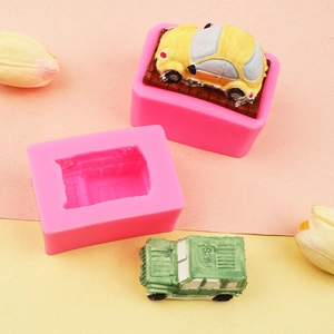 3D vintage car silicone mold set for cake decorating and DIY scented candle plaster craft