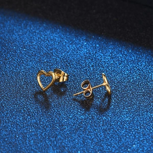 Heart Stud Earrings Titanium Steel Hollow Out Sweet Fashion Jewelry Gold Plated Minimalist Elegant For Women