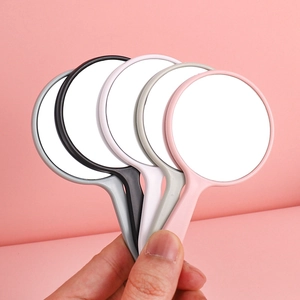 Handheld Makeup Mirror Portable Mini Round Vanity Mirror With Ergonomic Handle ABS HD Glass For Travel Daily Use