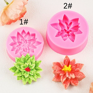 Moule En Silicone De Fleur De Poinsettia De Noël Et Feuille De Houx Pour Gâteau Fondant Chocolat Savon Bricolage Cuisine
