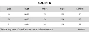 Detailed size chart for lace-up backless dress including bust, waist, and hip measurements