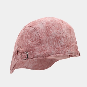 Pink marble texture ivy cap made of linen cotton fabric with adjustable side buckle