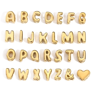 Complete set of vintage gold bubble alphabet beads A-Z for DIY jewelry and necklaces