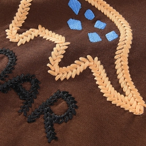 Brown cotton kids sweatshirt featuring intricate orange wheat and geometric embroidery