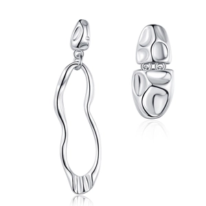 Asymmetric Lava Liquid Metal Stud Earrings For Women Irregular Molten Texture Electroplated Copper Fashion Earrings Jewelry