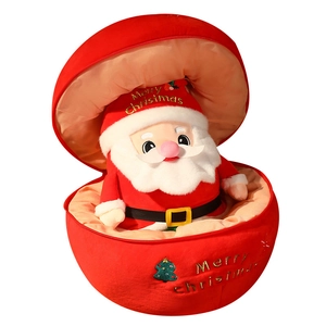 Creative Christmas Santa plush toy with red shell and Merry Christmas embroidery