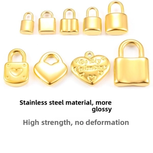 Polished gold stainless steel heart lock with Be My Valentine engraving for DIY jewelry