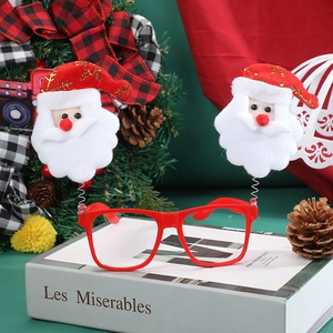 Christmas Santa Claus glasses frame with festive reindeer dolls for kids party decor