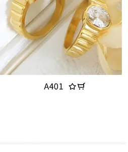 Detailed macro view of retro gold titanium steel ring with ribbed texture and oval zircon