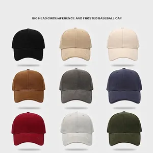 Baseball Cap Cotton Solid Color Adjustable Hard Top Large Head Circumference Curved Brim Casual Vintage Sun Hat