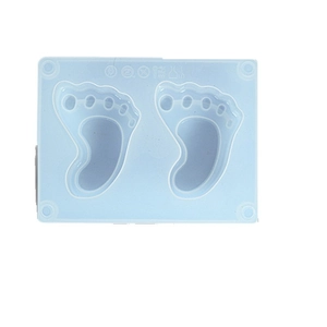 DIY baby footprint silicone resin mold with two cavities for handmade soap and crafts