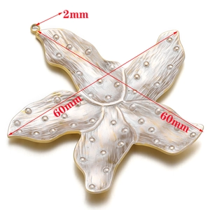 Golden 60mm starfish pendant in stainless steel with textured silver-white surface