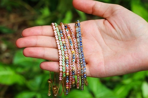 Colorful Evil Eye beaded adjustable bracelets with gold-tone finish for women