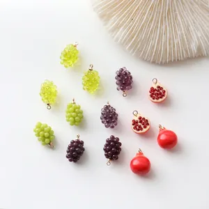 Fruit Grape Pomegranate Charms Resin Pendants With Copper Loop For DIY Jewelry Making Earrings Necklace Accessories