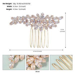 Vue détaillée du peigne à cheveux en zircone montrant les dimensions 6,7 cm par 4,7 cm et 10 g