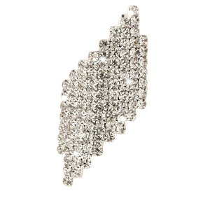 Sparkling crystal geometric open ring with layered rectangular rhinestones for women