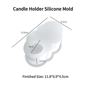 Moule en silicone pour bougeoir en forme de nuage avec dimensions et mesures détaillées
