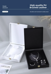 Close-up of PU leather jewelry organizer with metallic texture and internal storage