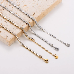 Minimalistisches Tennisarmband aus Edelstahl mit Zirkonia in Gold- und Silberoptik