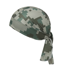 Digital camouflage cycling bandana with breathable fabric and adjustable rear tie strap