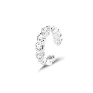 Manchette d'oreille en argent S925 en forme de C avec cristaux micro-pavés brillants