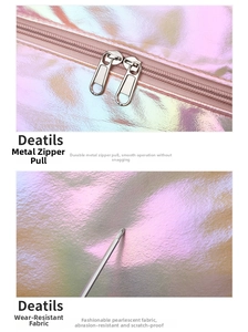 Details des strapazierfähigen Perleffekt-Stoffs und der Metall-Doppelreißverschlüsse