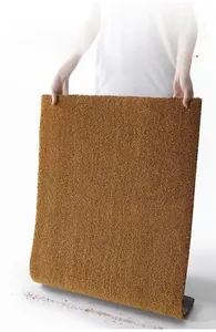 Close-up of durable natural coconut fiber doormat showing easy dust removal texture