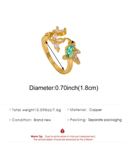 Detailed view of hummingbird ring parameters with copper material and size info