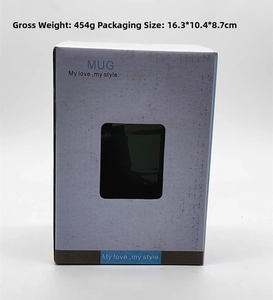 Detailed packaging box dimensions and 454g gross weight for the Christmas ceramic mug