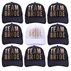 Set of 9 Bride and Team Bride mesh trucker hats for bachelorette party and wedding events