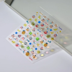3D embossed fruit nail art stickers with strawberry and watermelon patterns, model Co-090