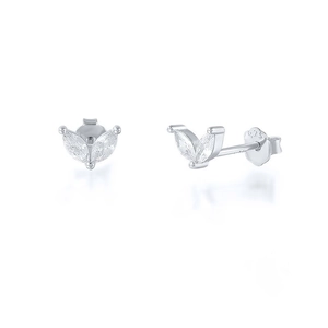 Detailed macro view of S925 sterling silver mark on marquise cut gemstone earrings