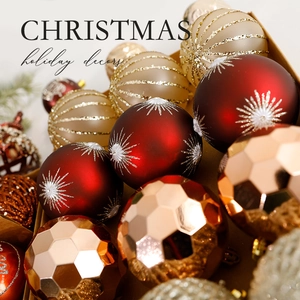 Christmas ornaments set with red and gold glitter balls for holiday party decorations