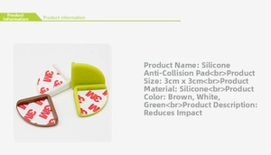 Dettagli paraspigoli in silicone 3x3cm in marrone, bianco e verde con adesivo 3M per mobili